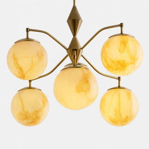 Vintage Marbled Glass Chandelier, 1960s–1980s, Czechoslovakia