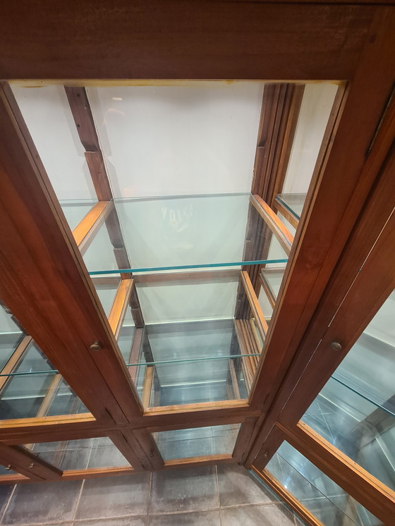 Image 1 of Vetrina angolare in TEAK/TECK con faretti LED (p = 50cm e h = 210cm)