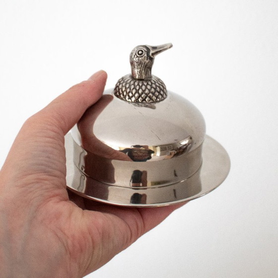 Image 1 of Vintage silver-plated butter dish with duck head: Swedish design