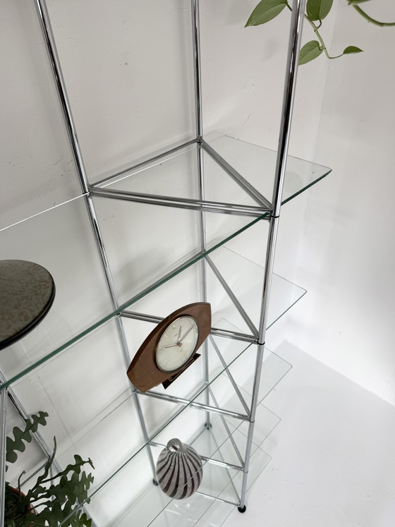 Vintage Chroom & Glazen Wandrek ‘Narr’, Richard Clack ‘90 – IKEA, Wandkast, Chrome, Glass (photo 8 of 13)