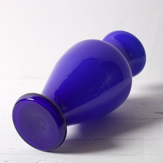 Image 1 of Vase vintage rare en verre de Murano bleu et blanc, milieu du XXe siècle / Italie / années 1970