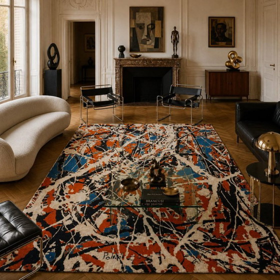 Handgeknoopt wollen tapijt – Pollock nummer 20, abstract expressionistische kunst (200 x 280 cm) (photo 8 of 10)