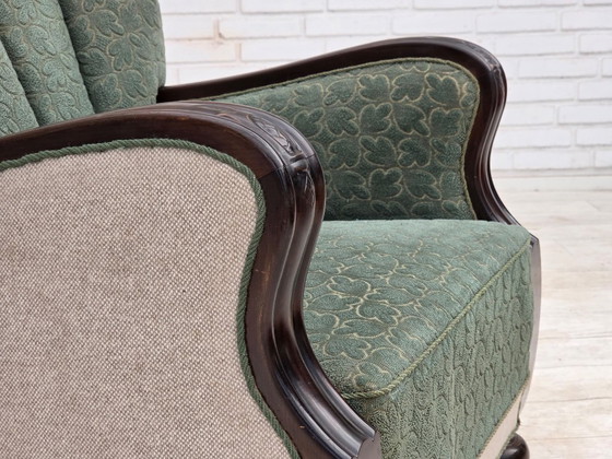 Deense relaxstoel uit de jaren 60, meubelwol, eikenhout – Fauteuils, Wood, Wool (photo 3 of 21)