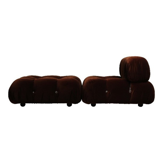 Image 1 of 2x Camaleonda sofa modules by Mario Bellini for B&B Italia in chocolate brown velvet, Italy, 1970s
