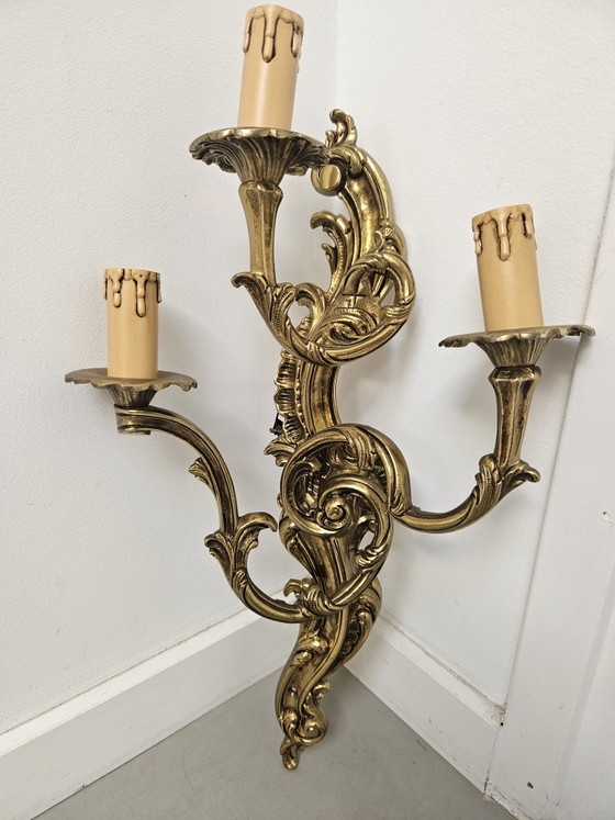Coppia di esclusive lampade da parete in bronzo in stile Luigi XV, a 3 luci – Applique, Bronze (photo 7 of 14)