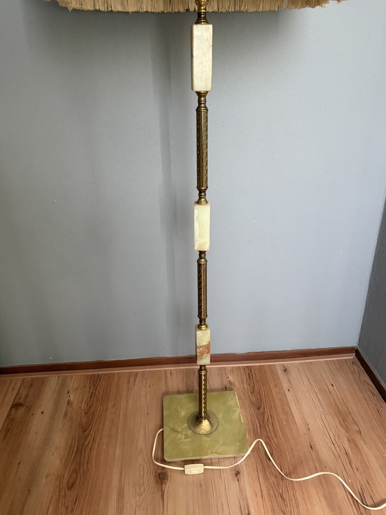 Lampada da Terra Vintage Onice Marmo Ottone Con Paralume – Lampade da terra, Marble, Textile (photo 3 of 11)