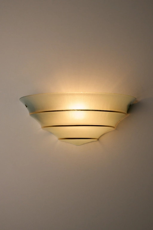Mid-Century Blue Glass Shell Wall Sconce