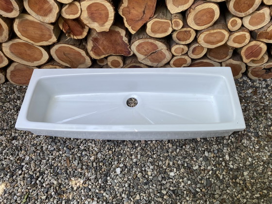 Image 1 of Lavabo antico in ceramica vintage - lavabo scolastico – 101 x 35 cm