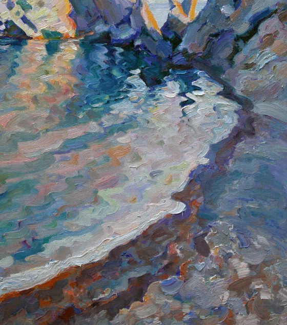 Dipinto a olio originale Marina Scoglio sulla riva del mare – Dipinti e disegni, Tela (photo 5 of 5)