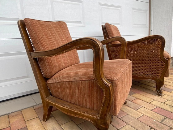 Antique Italian Armchair set of 2 1930s – Wicker, Rattan, Italian Design (photo 3 of 9)