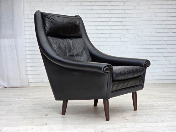 Image 1 of Dänischer Hochlehner-Sessel von Aage Christensen aus den 1960er Jahren, Möbelleder.