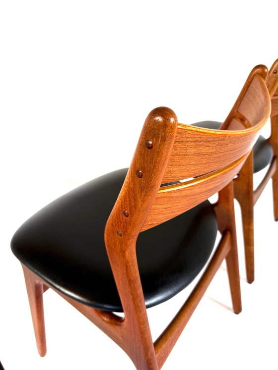 4x Sedie da pranzo vintage modello ‘310’, Erik Buch ‘60, Legno, Pelle, Marrone (foto 6 di 14)