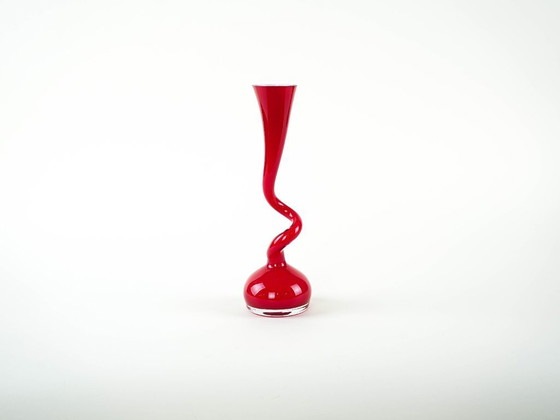 Image 1 of Red vase, Swing Vase, Danish design, manufactured by Normann Copenhagen, designed by Britta Bonnesen