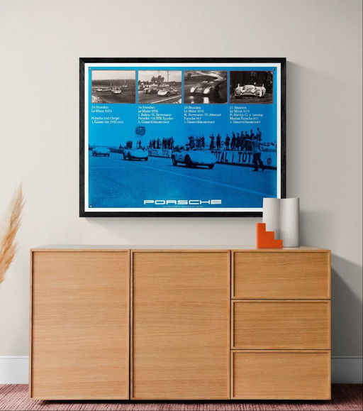 Historia de Porsche 24h Le Mans – 1980 – Póster original vintage de Porsche – Vintage – 76x102 cm