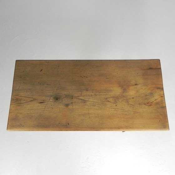 Image 1 of Table de bistrot Art Déco avec plateau en chêne sur piétement en fonte