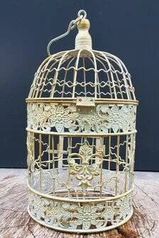 Piccola gabbia per uccelli rotonda classica in ferro battuto, Oggetti decorativi, Metallo, Verde, Rustic (foto 5 di 8)