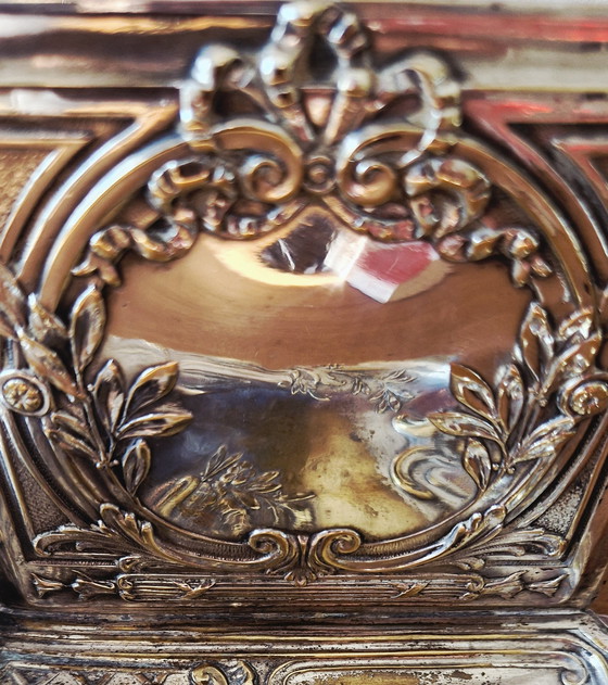 Image 1 of Mail holder with inkwell mirror-Silver-plated metal- 1900's