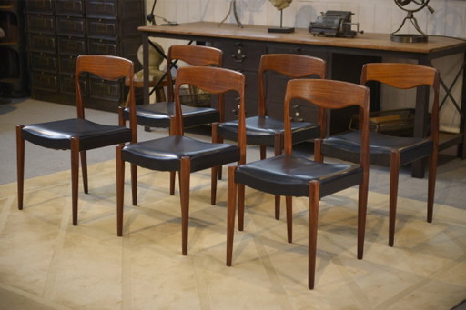 Set aus 6 skandinavischen Teakholzstühlen von Niels Otto Moller, Dänemark, 1960er Jahre