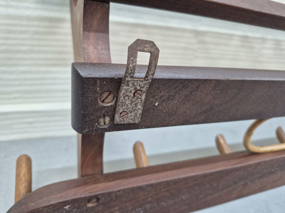 Vintage Electrimeufa? Teak/rattan Coat rack 50s, 60s., Wood, Brown (photo 10 of 10)