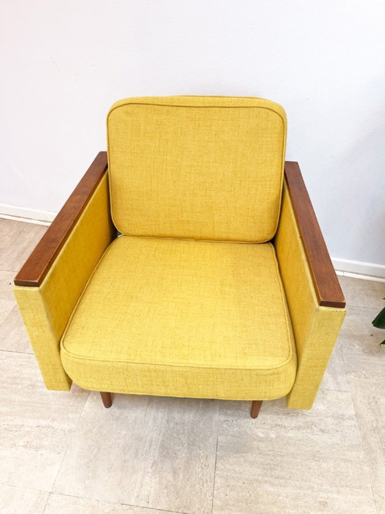 Fauteuil vintage scandinave années 60 – Wood, Textile (photo 3 of 12)