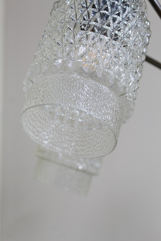 Image 1 of Plafonnier vintage, lustre - 1960s, laiton, verre