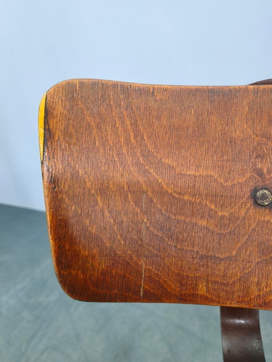 Image 1 of 1930s Industrial Adjustable Swivel Chair with Leather Seat