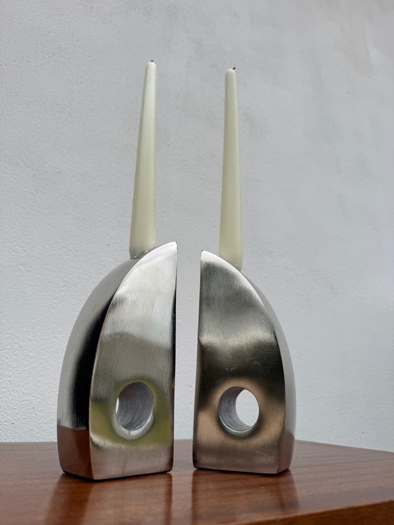 Fermalibri portacandele in alluminio cromato – Oggetti decorativi (photo 2 of 13)