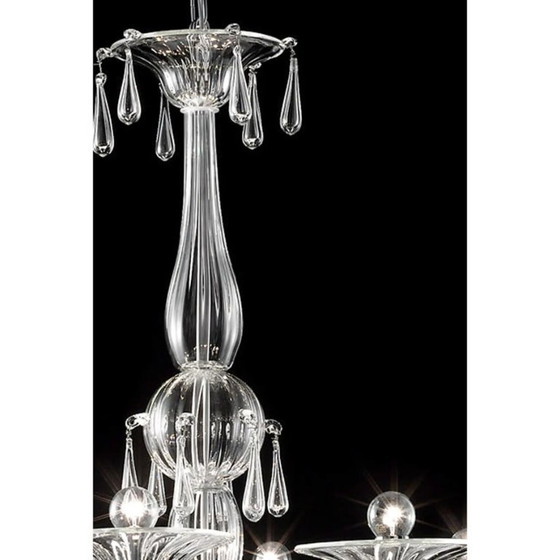 Image 1 of Elegant Transparent Venetian Murano Glass Chandelier