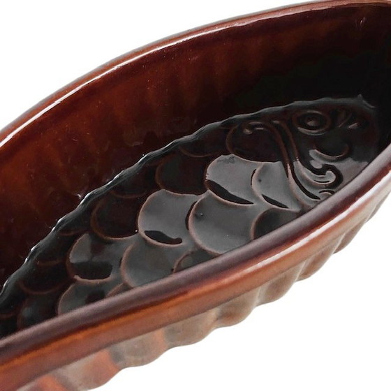 Image 1 of Piatto vintage a forma di pesce Scheurich Cerabac, ceramica della Germania occidentale, smalto marrone, anni '70