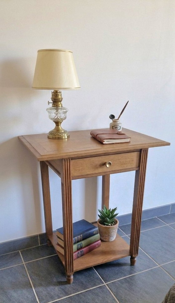 Image 1 of Oak side table – Architectural lines, modernist spirit 1940
