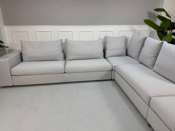 Image 1 of Flexform Groundpiece designer sofa fabric gray couch corner sofa