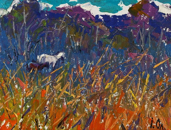 Image 1 of Original Oil Painting Summer Forest Landscape Fresh air and birds singing in the meadow
