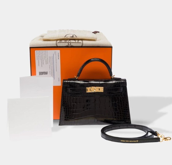 Image 1 of Borsa HERMES Kelly Mini en Cuirs exotiques Noir - 103471