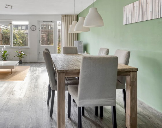 Image 1 of Large dining table with 6 chairs (accacia wood) extendable