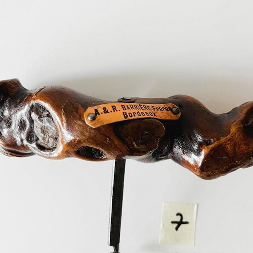 Tire-bouchon vintage français Bernard Siret, 7 racines en bois de vigne, années 1930