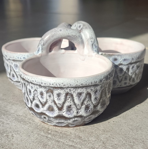 Soporte para servir trípode de cerámica Jean Austruy, años 50/60