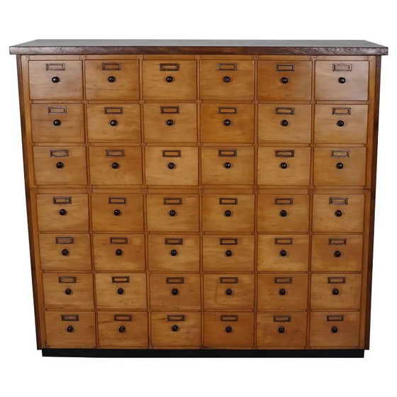 Image 1 of Mobiletto da farmacia/mobiletto da officina industriale olandese in faggio, circa anni '50