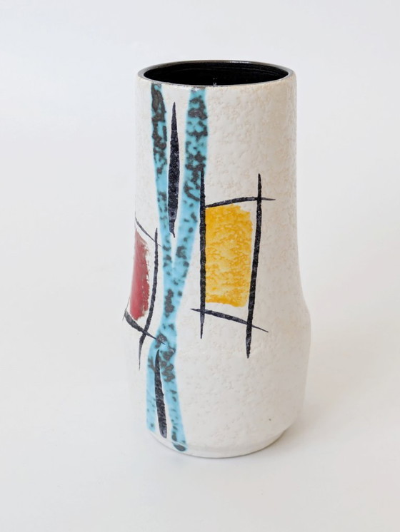 Image 1 of Sculptural Midcentury West German Pottery Vase by Scheurich, Geometric Design, Model 529/18, 1960s