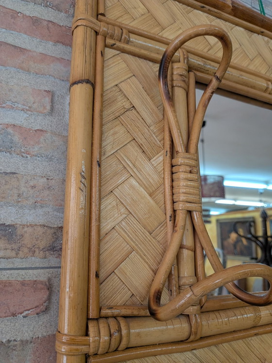 Kleiderständer mit Spiegel aus Bambus und Rattan., Glas, Braun (Foto 8 von 10)