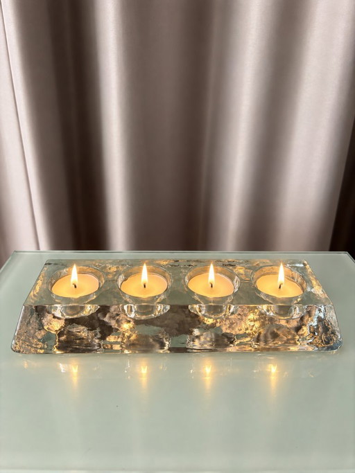 Portavelas de cristal para cuatro velas de té, transparente
