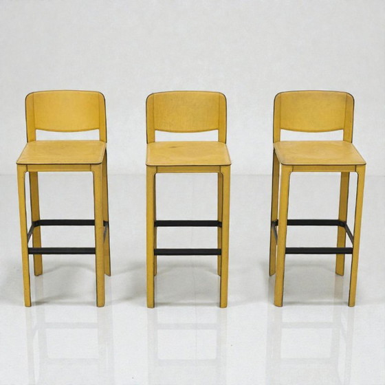 Image 1 of Sgabelli da bar in pelle di Tito Agnoli per Matteo Grassi