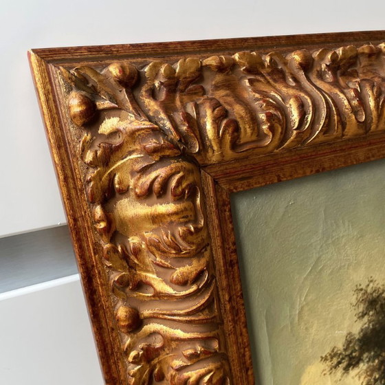 Image 1 of Nederlands straatbeeld olieverfschilderij gesigneerd Nijland