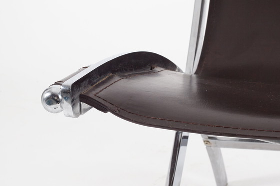 Image 1 of sillón italiano postmoderno de cuero y diseño cromado, años 80