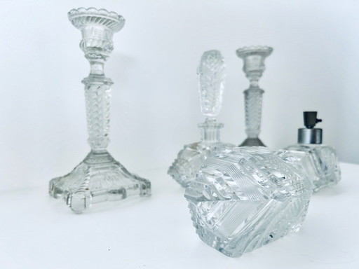 Val Saint Lambert - set d'armoire - set de parfum - verre en cristal - années 1920