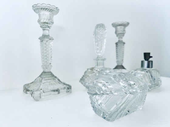 Image 1 of Val Saint Lambert - juego de gabinete - juego de perfume - vaso de cristal - años 1920
