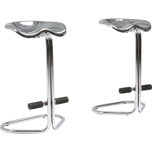 Set of 2 vintage chrome stools by Rodney Kinsman for Bieffeplast, 1970s