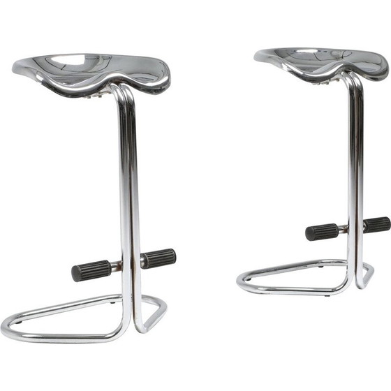 Image 1 of Set of 2 vintage chrome stools by Rodney Kinsman for Bieffeplast, 1970s