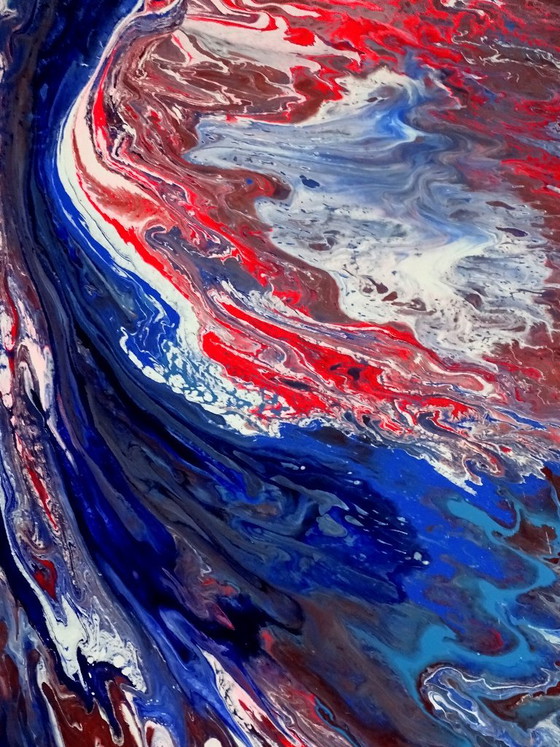 Abstract schilderij in rood, wit en blauw, CB, Schilderijen & Tekeningen, Canvas, Anders (foto 7 van 10)