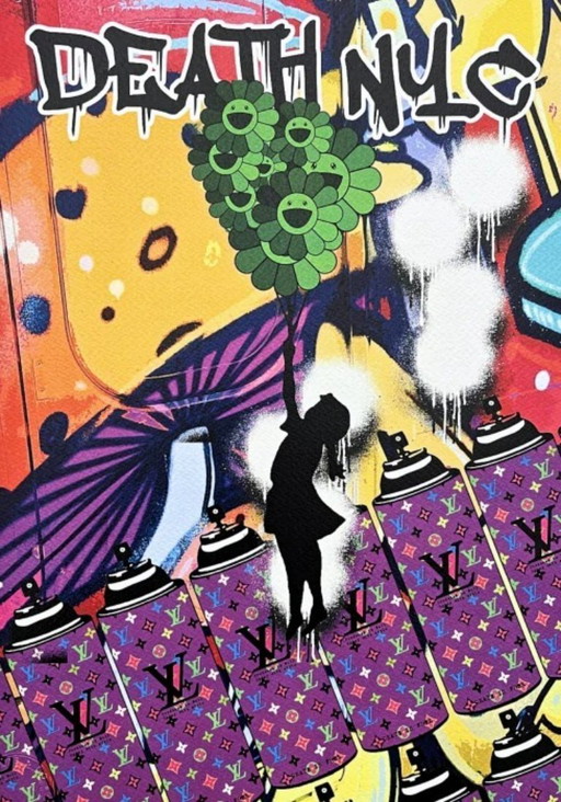 Death NYC - Ragazza con palloncino e spray di Murakami - Edizione limitata con certificato