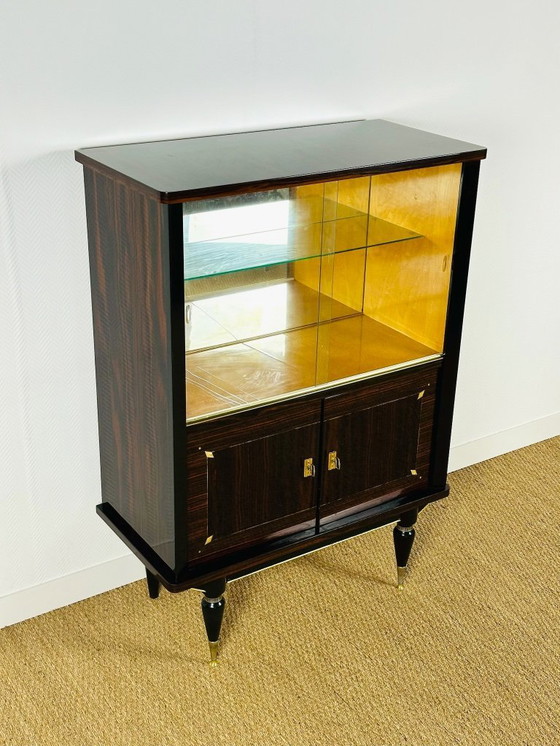 Image 1 of Art Deco vitrinekast van Macassar ebbenhout, 1940